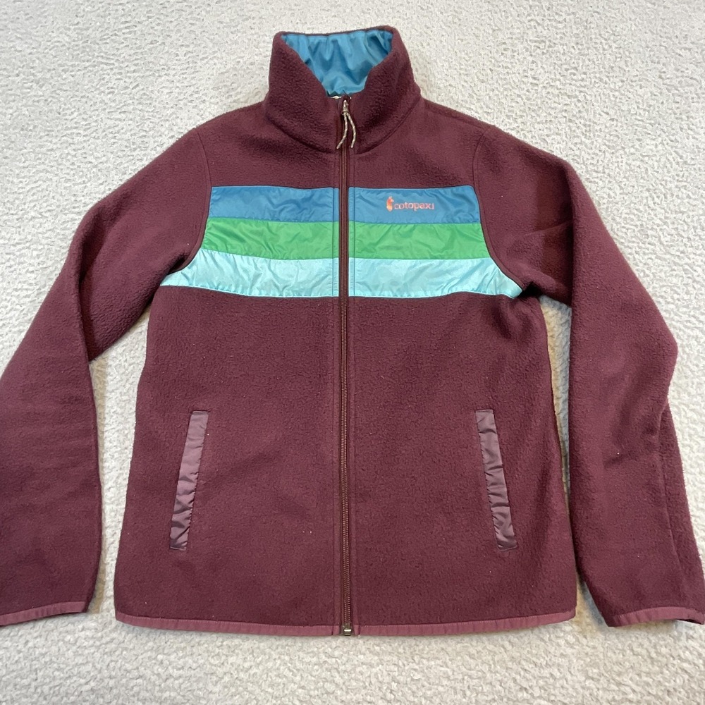 Cotopaxi Sweater Full Zip Womens S Purple Striped‎ Quilted Fleece High Neck